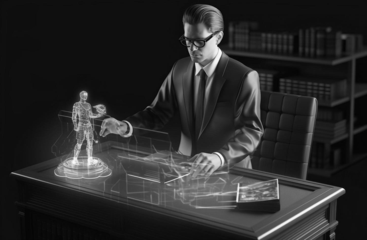 Analyst reviewing layered market data output